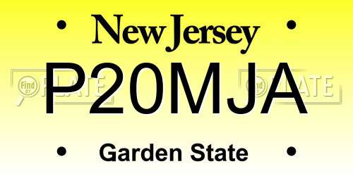 P20MJA New Jersey License Plate