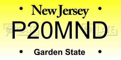 P20MND New Jersey License Plate