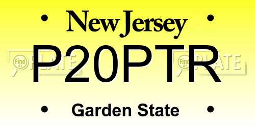 P20PTR New Jersey License Plate