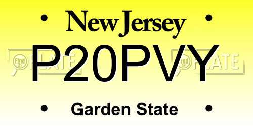 P20PVY New Jersey License Plate
