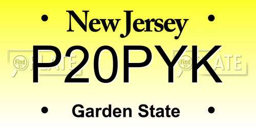 P20PYK New Jersey License Plate