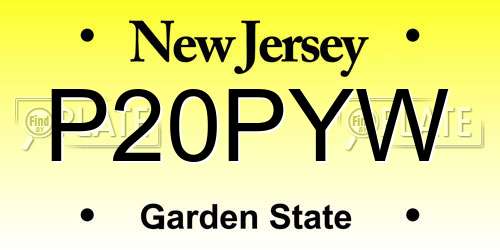 P20PYW New Jersey License Plate