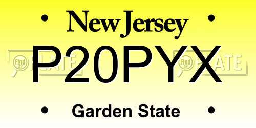 P20PYX New Jersey License Plate