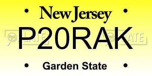 P20RAK New Jersey License Plate