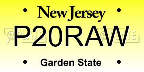 P20RAW New Jersey License Plate