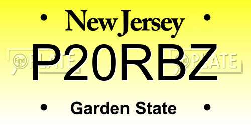 P20RBZ New Jersey License Plate