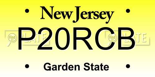 P20RCB New Jersey License Plate