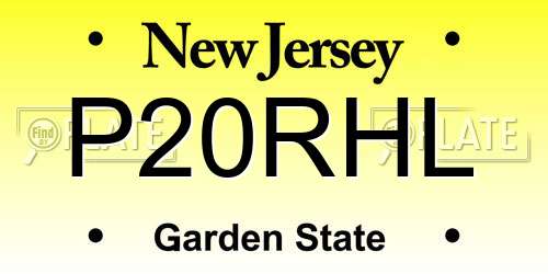 P20RHL New Jersey License Plate