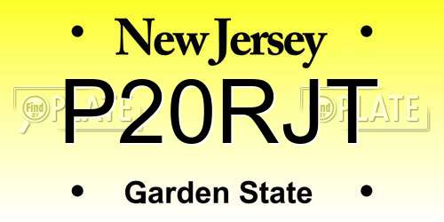 P20RJT New Jersey License Plate