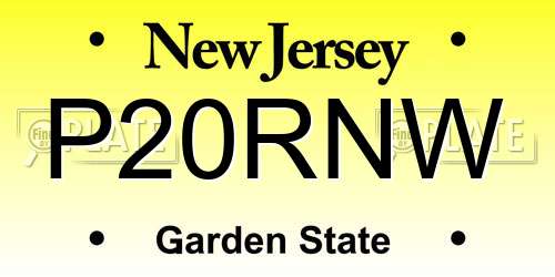 P20RNW New Jersey License Plate
