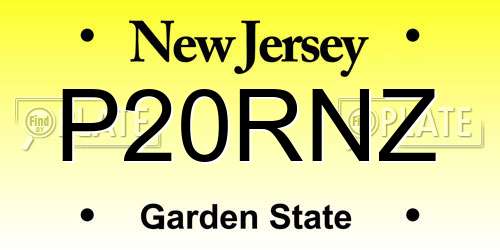 P20RNZ New Jersey License Plate