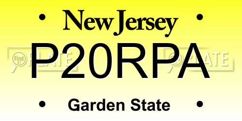 P20RPA New Jersey License Plate