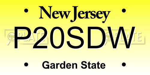 P20SDW New Jersey License Plate