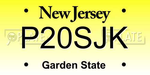 P20SJK New Jersey License Plate