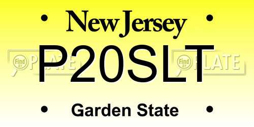 P20SLT New Jersey License Plate