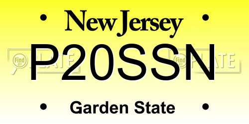 P20SSN New Jersey License Plate