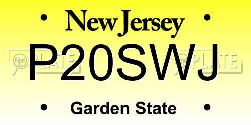 P20SWJ New Jersey License Plate