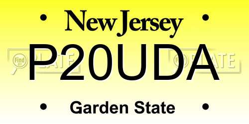 P20UDA New Jersey License Plate
