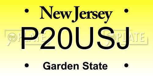 P20USJ New Jersey License Plate