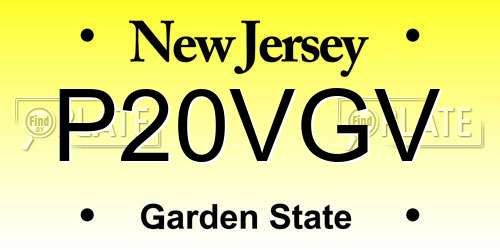 P20VGV New Jersey License Plate