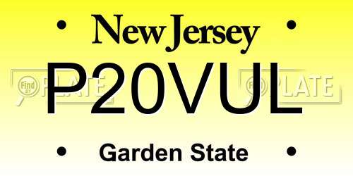 P20VUL New Jersey License Plate