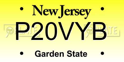 P20VYB New Jersey License Plate