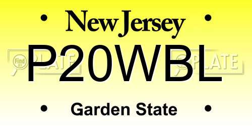 P20WBL New Jersey License Plate