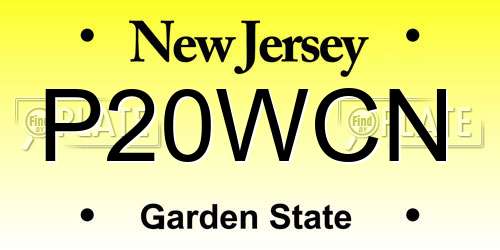 P20WCN New Jersey License Plate
