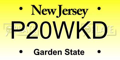 P20WKD New Jersey License Plate