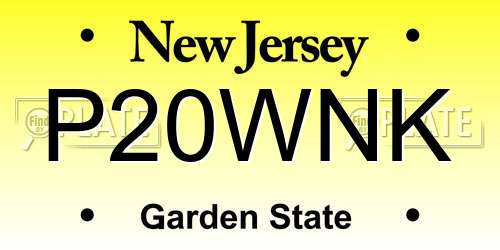 P20WNK New Jersey License Plate