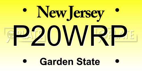 P20WRP New Jersey License Plate