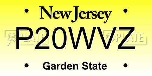 P20WVZ New Jersey License Plate