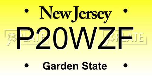 P20WZF New Jersey License Plate