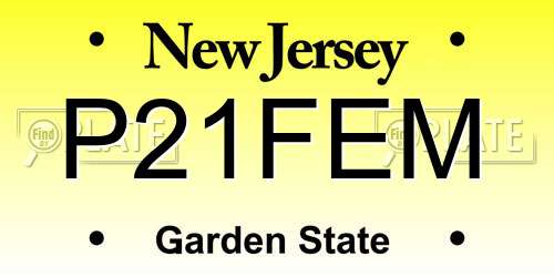 P21FEM New Jersey License Plate