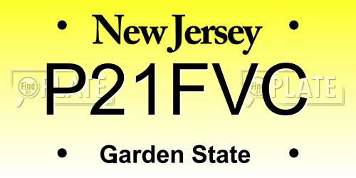 P21FVC New Jersey License Plate