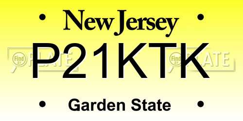 P21KTK New Jersey License Plate