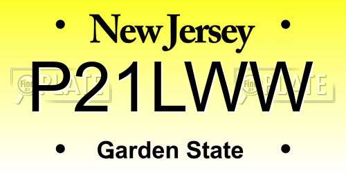 P21LWW New Jersey License Plate