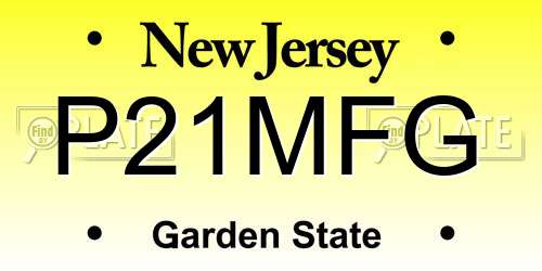 P21MFG New Jersey License Plate