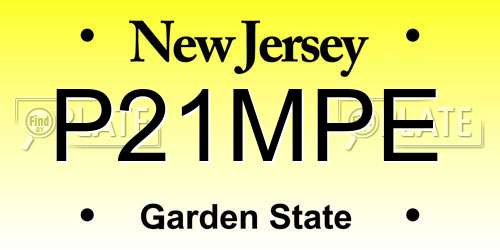 P21MPE New Jersey License Plate