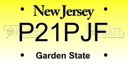 P21PJF New Jersey License Plate