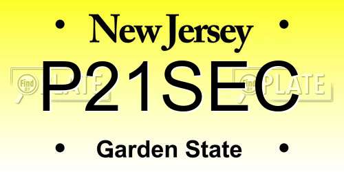 P21SEC New Jersey License Plate