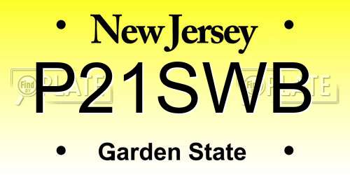 P21SWB New Jersey License Plate