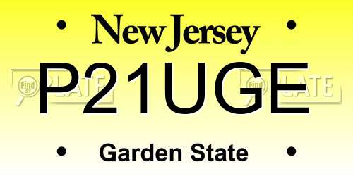 P21UGE New Jersey License Plate