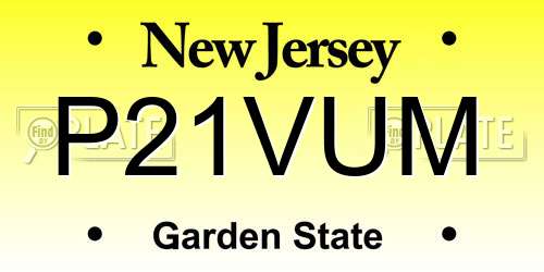 P21VUM New Jersey License Plate