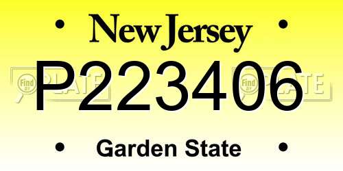 P223406 New Jersey License Plate