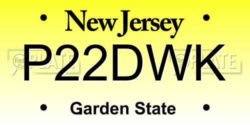 P22DWK New Jersey License Plate