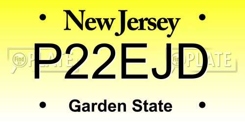 P22EJD New Jersey License Plate