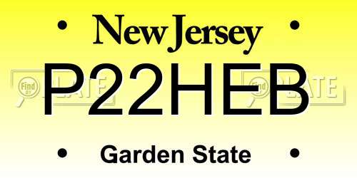 P22HEB New Jersey License Plate