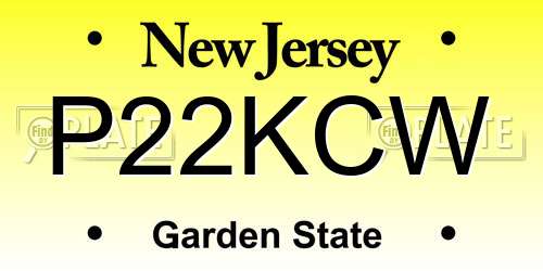 P22KCW New Jersey License Plate
