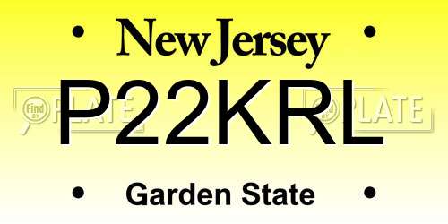 P22KRL New Jersey License Plate
